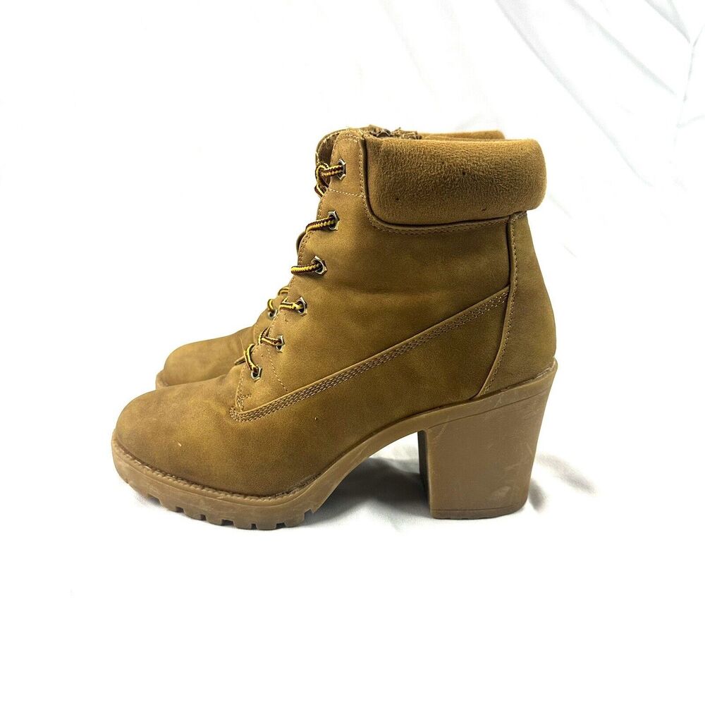 Zigi Soho Kiana Lumberjack Tan/Wheat Block Heel Combat Suede Boots Sz 7.5